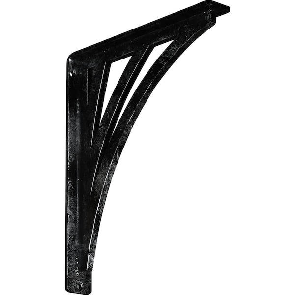 Ekena Millwork Nevio Wrought Iron Bracket, (Single center brace), Antiqued Silver 1 1/2"W x 10"D x 12"H BKTM01X10X12SNEASV - main